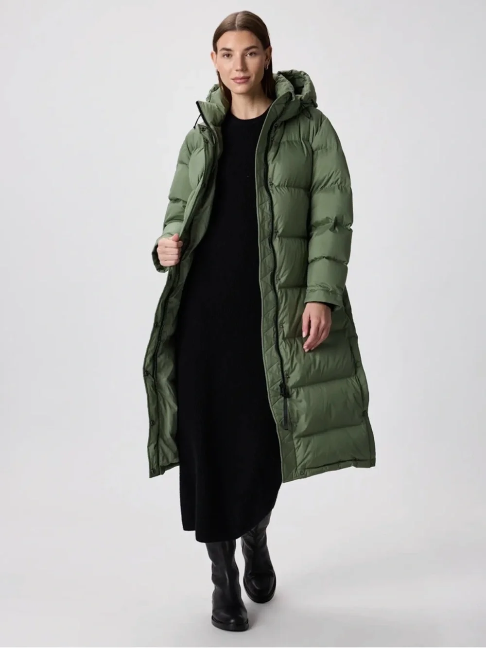 Quince Responsible Down Long Puffer Jacket Sea Spray Green Size Small - Picture 1 of 15